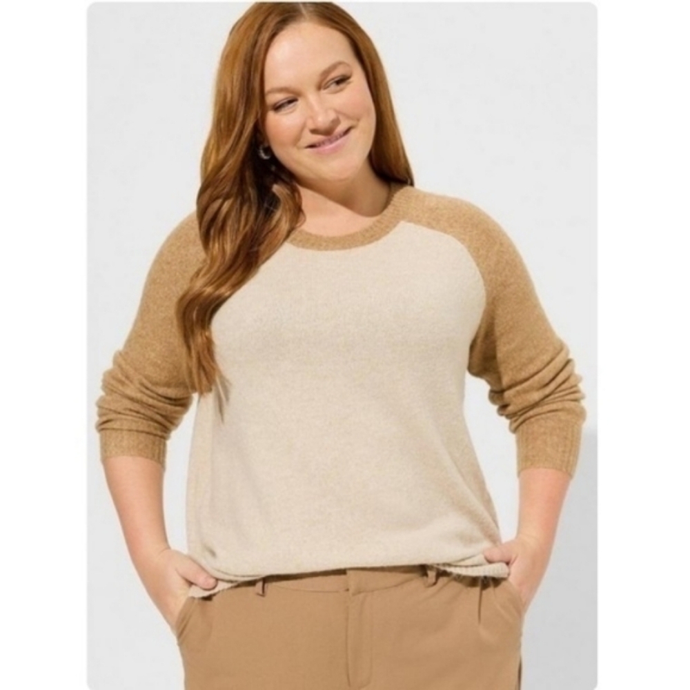 Torrid Vegan Cashmere Pullover Sweater Winter Camel Heather Oatmeal Size 3X